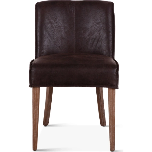 Avery Dining Chair in Distressed Dark Brown Leather & Weathered Oak (Set of 2)
